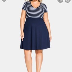 City Chic Plus Size A line Stripped Dress